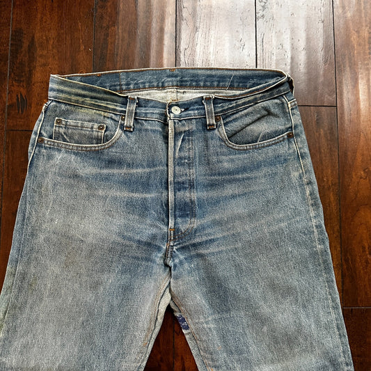 VTG USA Levis 501 Button Fly 80s Tag Jeans 32x27 Straight Leg Thrashed Ripped