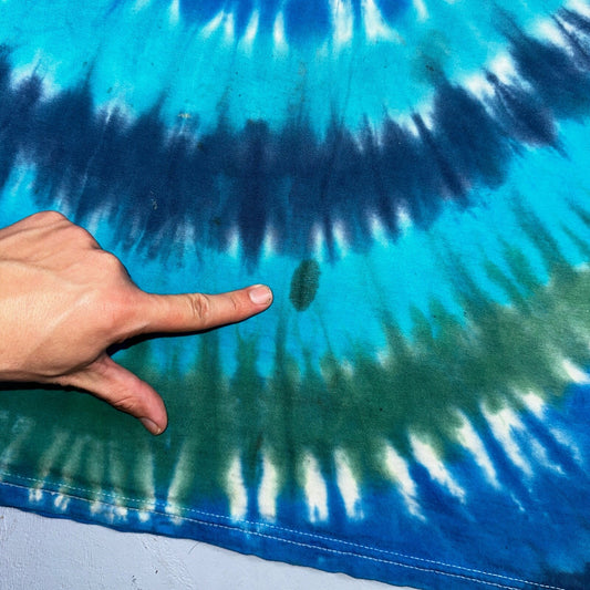 Tye Dye Blue Green Swirl Single Stitch VTG T Shirt Basic Hippie Stoner Vibe XL