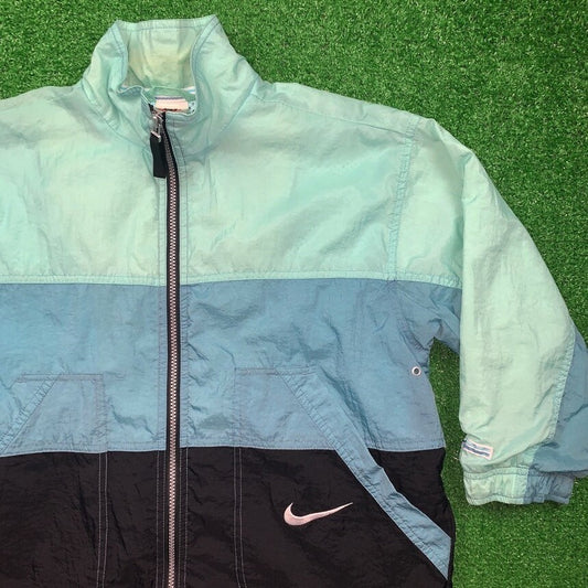 Vintage Nike Windbreaker Womens Jacket Teal 90s Running Cool Track Cute Blue