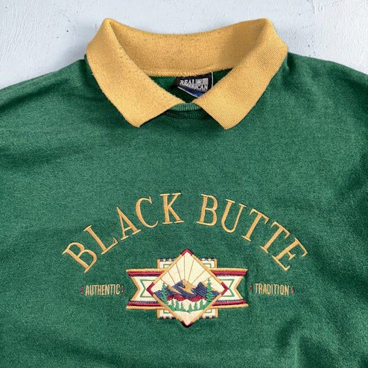 Vintage 90s Black Butte Sweatshirt Sz XL Real American Hanes Collared Oregon PDX