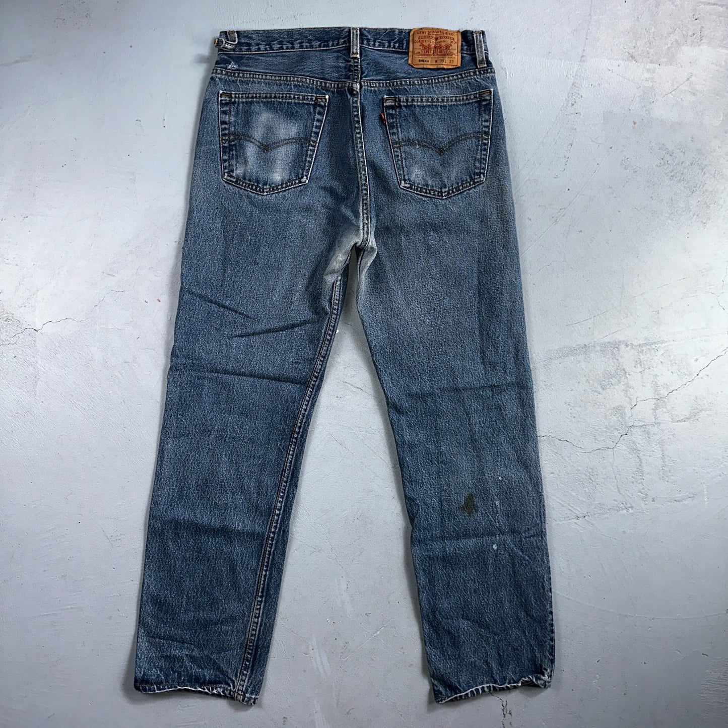 Levis 501 Vintage 90s USA XX Straight Leg Jeans Blue Light Wash 35x33 Act 32x30