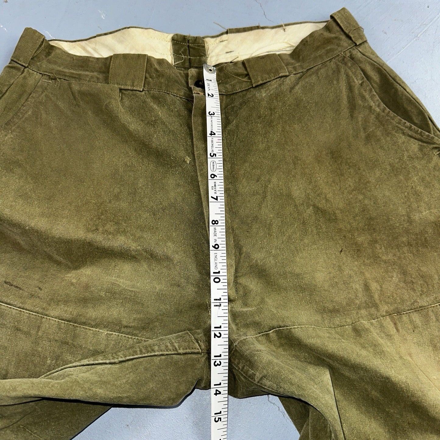 Vintage 50s 60s Duck Canvas Hunting Pants Zip Size 33x26 Rockabilly Double Knee