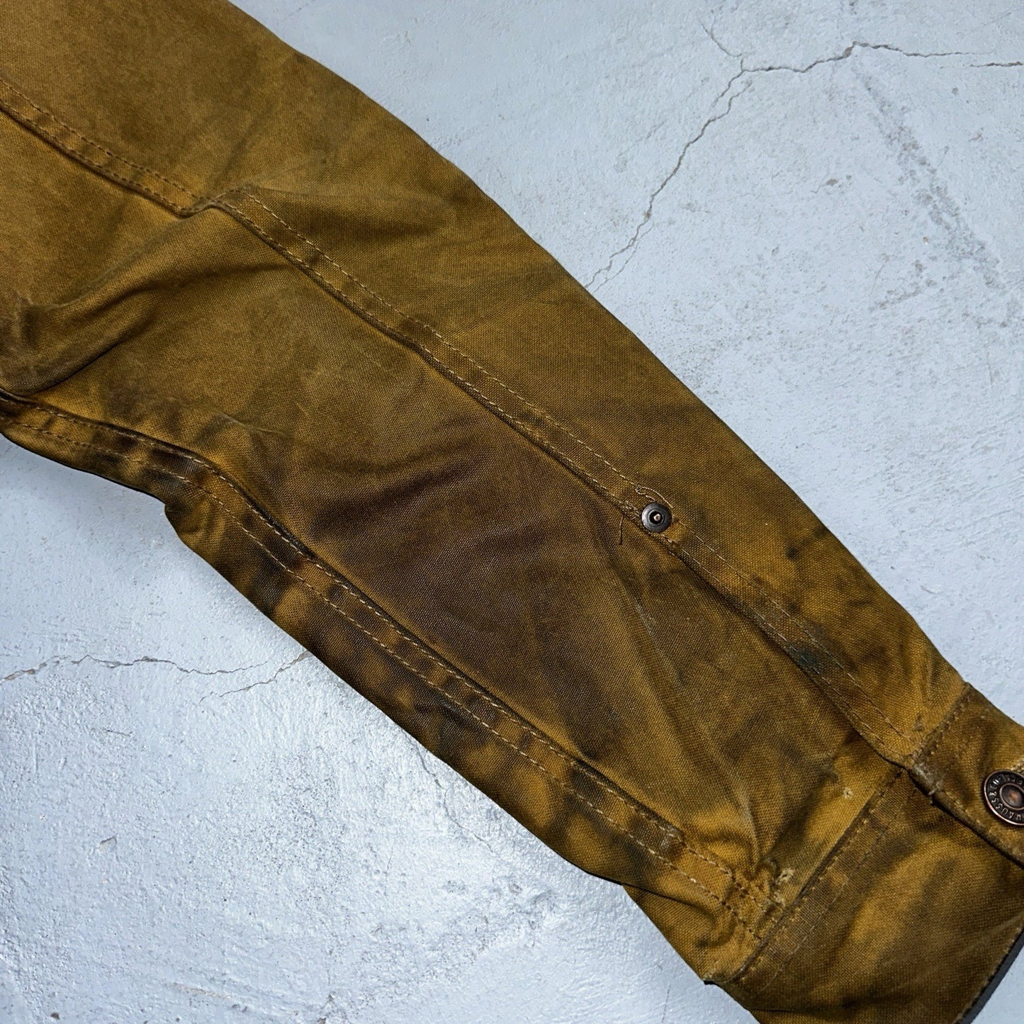 Filson x Levis Tin Cloth Trucker Jacket Men’s Small Tan Made In USA VTG Oil