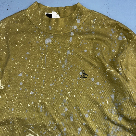 Penguin T-Shirt VTG Grand Slam Munsingwear 60s Green Paint Splatter Thrashed