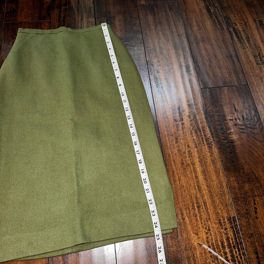 VTG USA Rockabilly Womens Dress Skirt 60s 70s Bottom Plaid Cute Green Wool