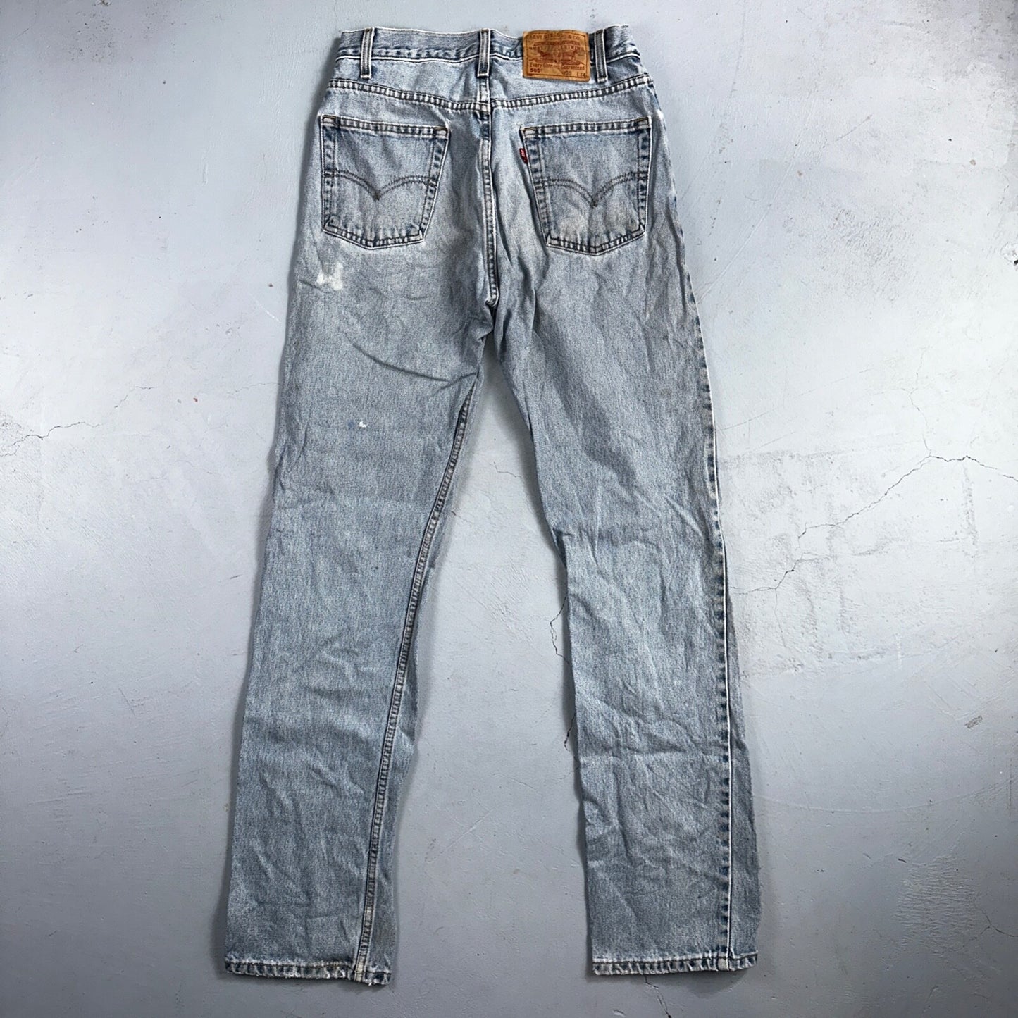 Levis 505 Vintage 90s Columbia Straight Leg Jeans Blue Light Wash 30x34 Ac 28x33