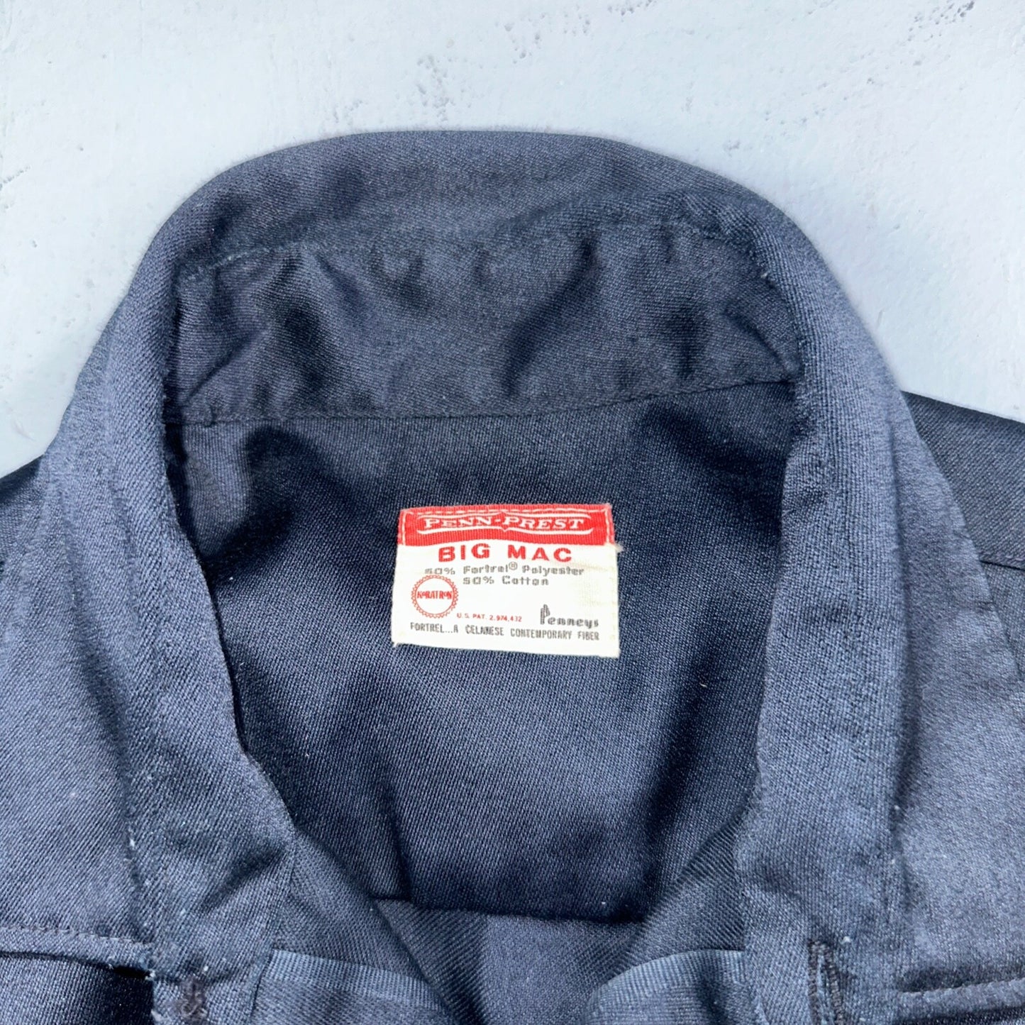 Vintage Penneys Big Mac Shirt Dark Navy Blue 70s 1970s 50/50 JC Penney