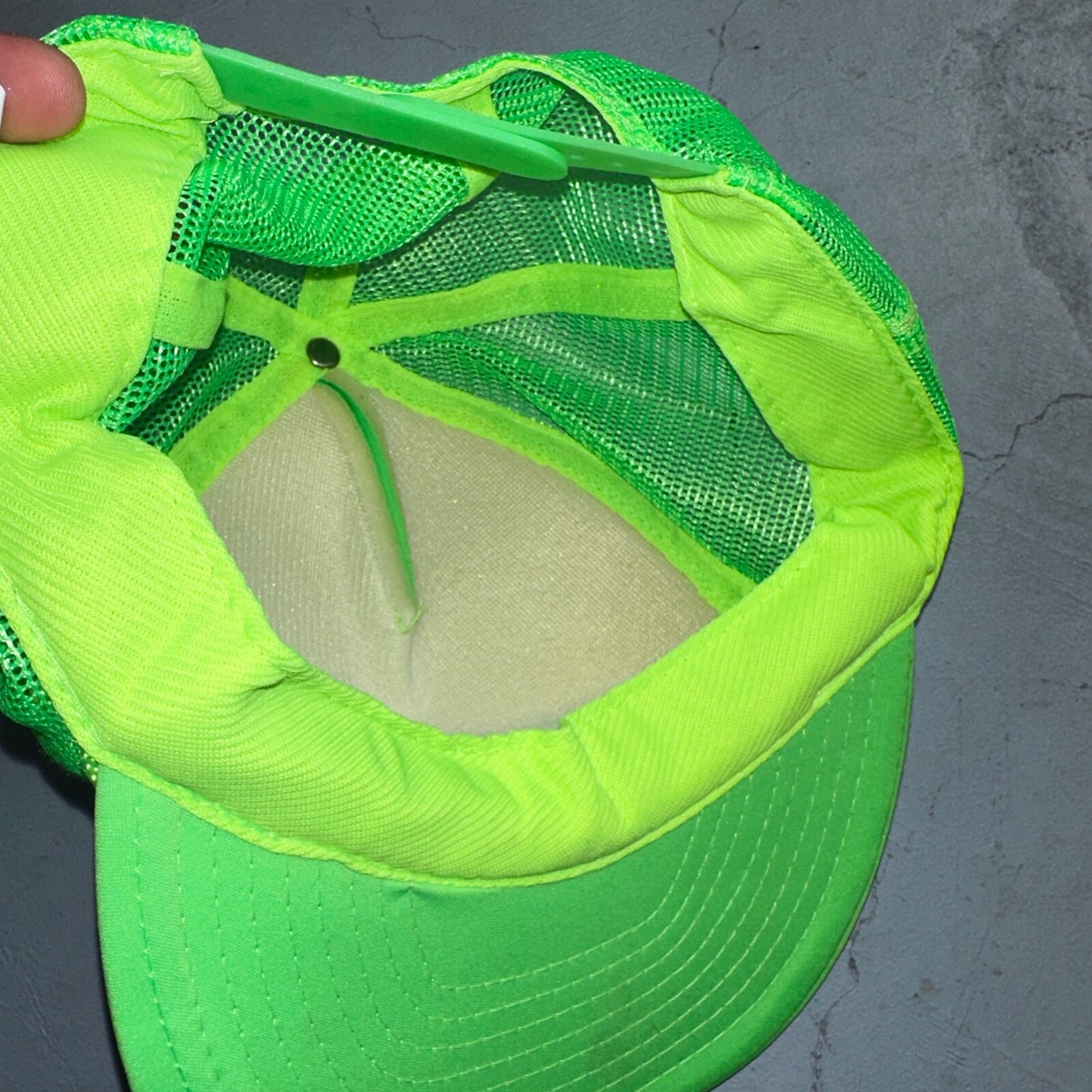 Deja Vu Hat VTG Snapback Trucker Cap Men Neon Green Showgirls 90s RARE