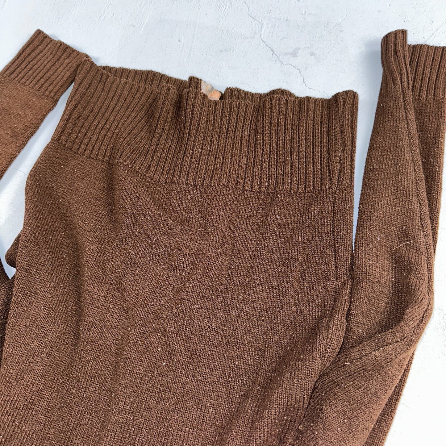 Vtg 70s Sears JR Hoodie Chunky Zip Up Sweater Brown Women's L 1970s Junior