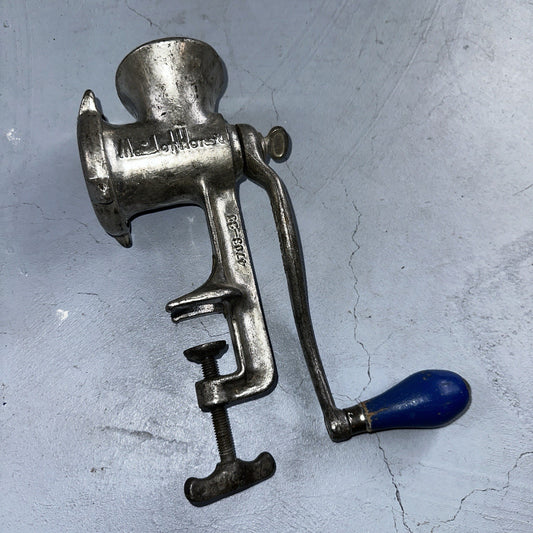 Maid of Honor vintage hand crank meat grinder no. 25 Silver Metal Color