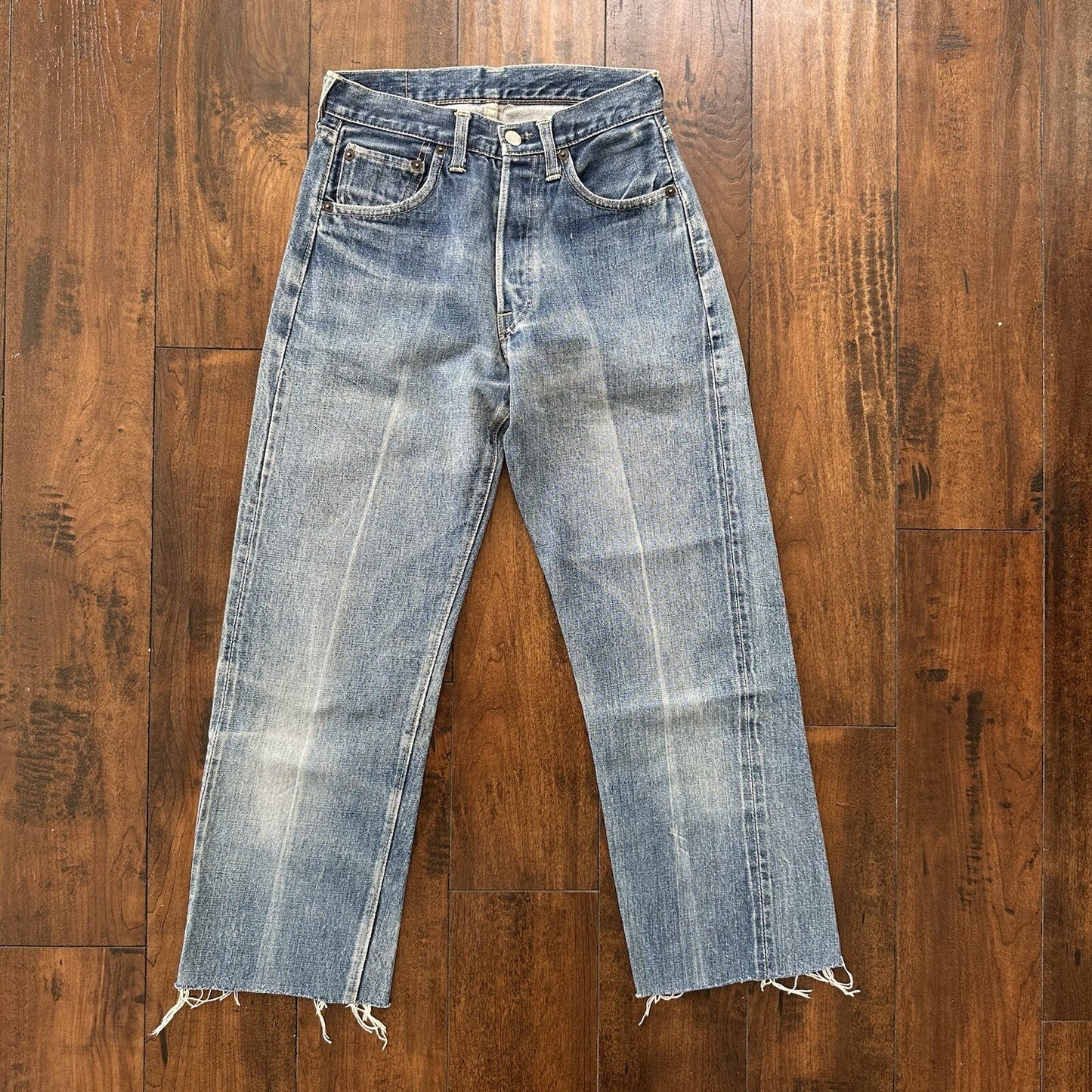 Levis 501 XX Big E True Vintage 60s Redline Denim Capri Jeans 1960s 25x24 Chop