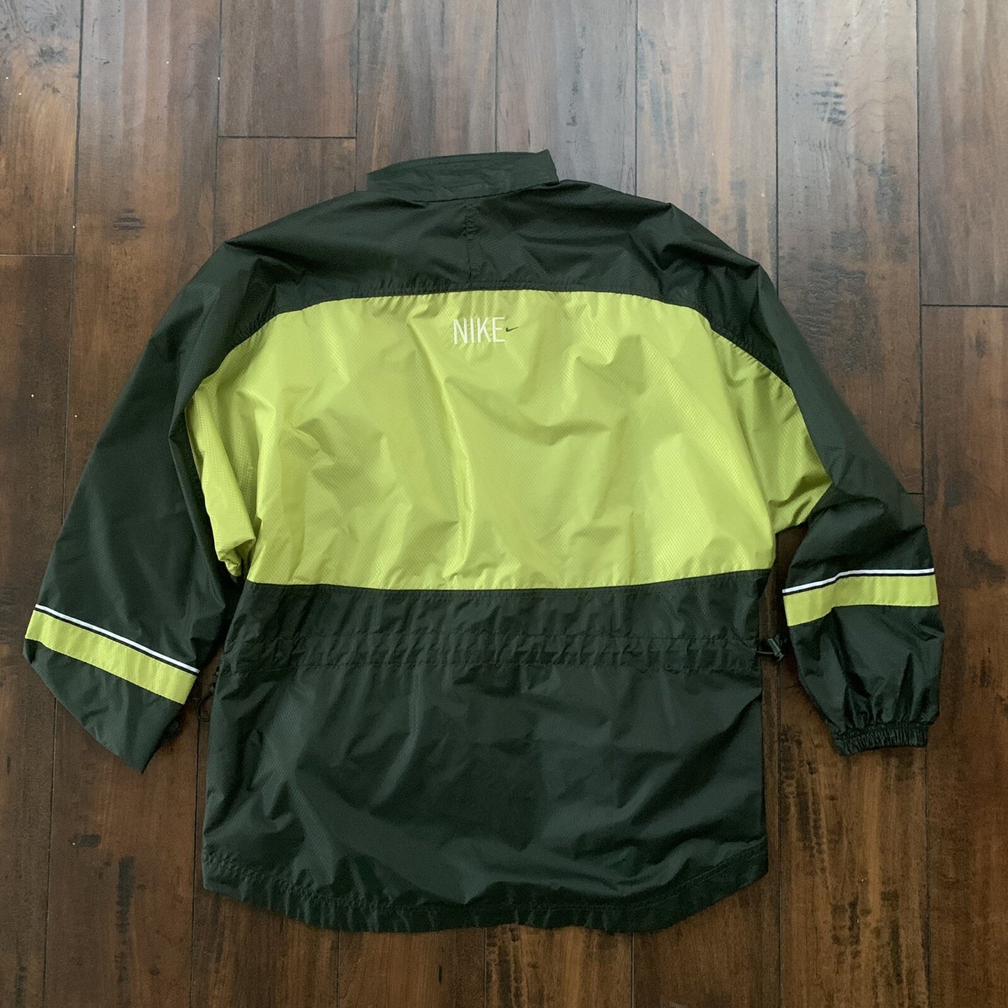 Vintage Nike Womens S 90s Windbreaker Forest Green Zip Pullover Cinch Jacket