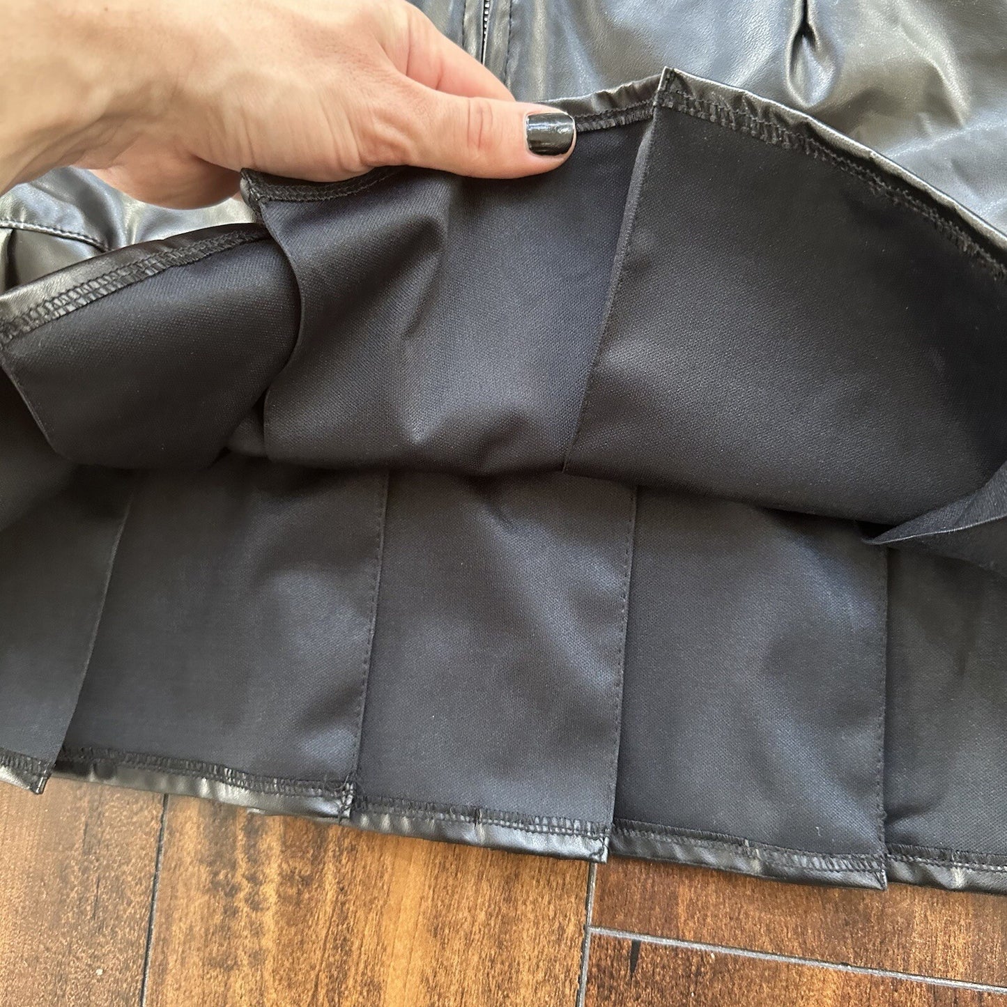 Tripp NYC Vintage M Black Faux Leather Goth Punk Mini Skirt Rare Grunge Y2K 90s