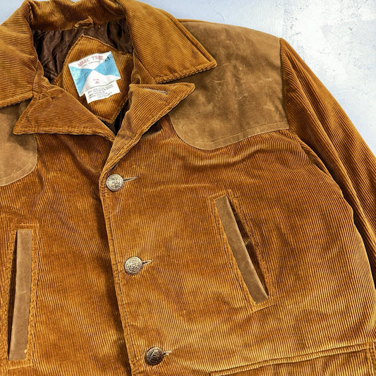 Vintage Mark Tree Corduroy Leather Accent Hunting Jacket Mens 46 Japan 1970s 70s