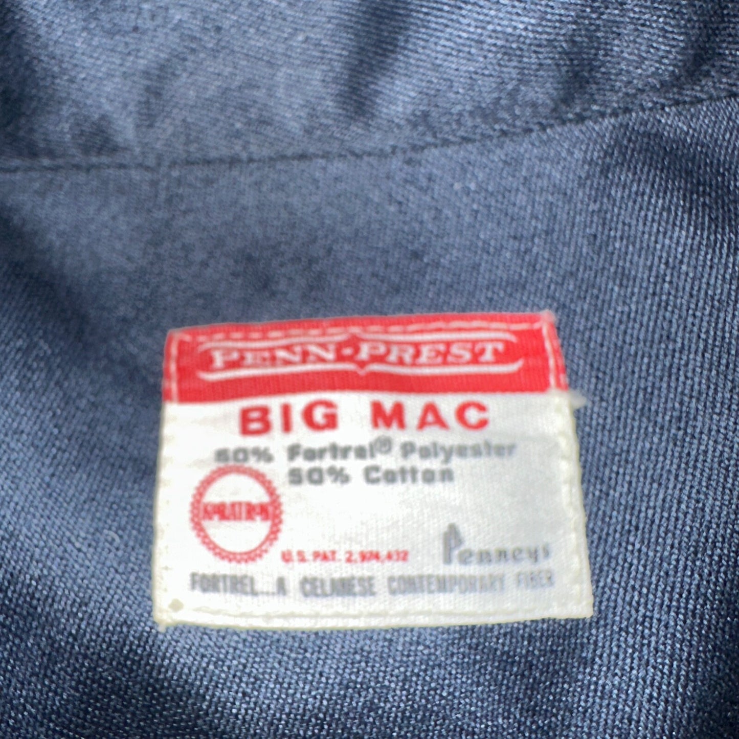 Vintage Penneys Big Mac Shirt Dark Navy Blue 70s 1970s 50/50 JC Penney