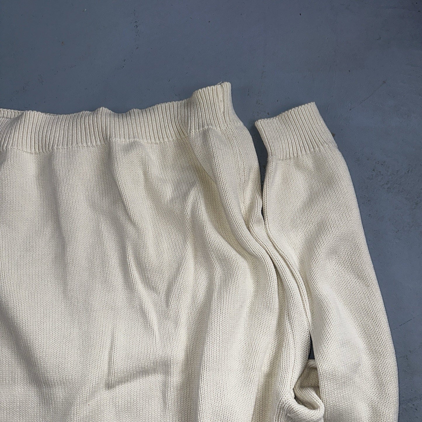 Vintage Lands' End Cardigan Sweater Men's Large White Button Front Made in USA