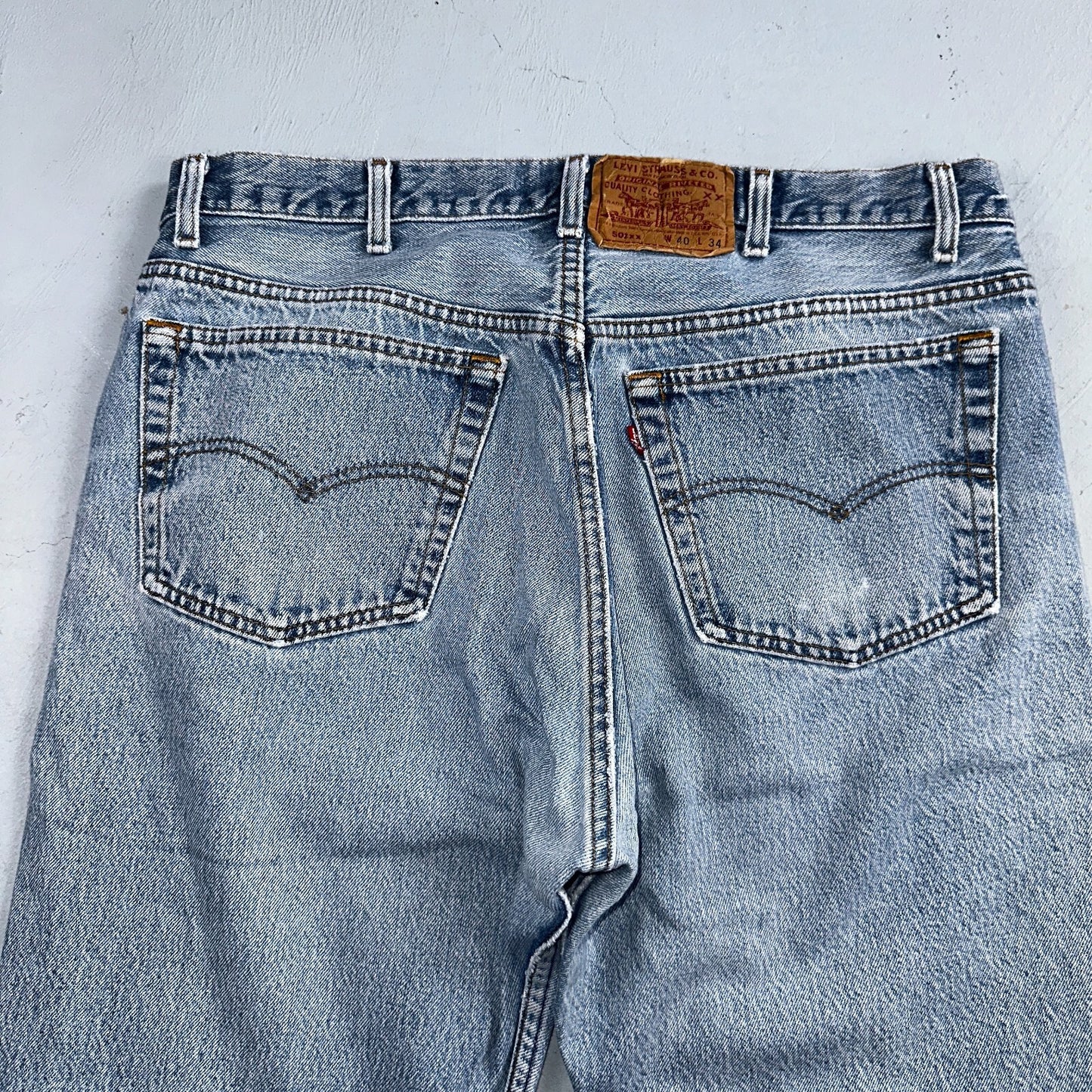 Levis 501 Vintage 90s USA XX Straight Leg Jeans Blue Light Wash 40x32 Act 35x29