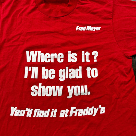 Fred Meyer Red VTG T Shirt 80s Single Stitch Funny Grocery Store Memorabilia
