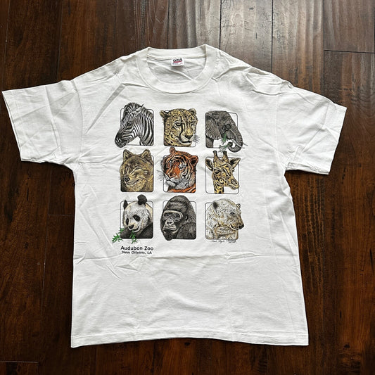 Anvil 90s Zoo Animals Cheetah Tigers Panda Vintage T Shirt Single Stitch 1990s