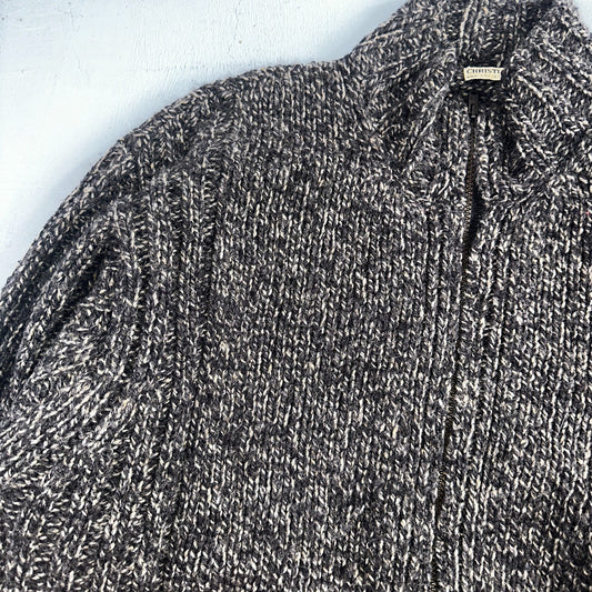 Christian Scott Gents Shetland Sweater Zip Up Made in Scotland VTG Large Gray