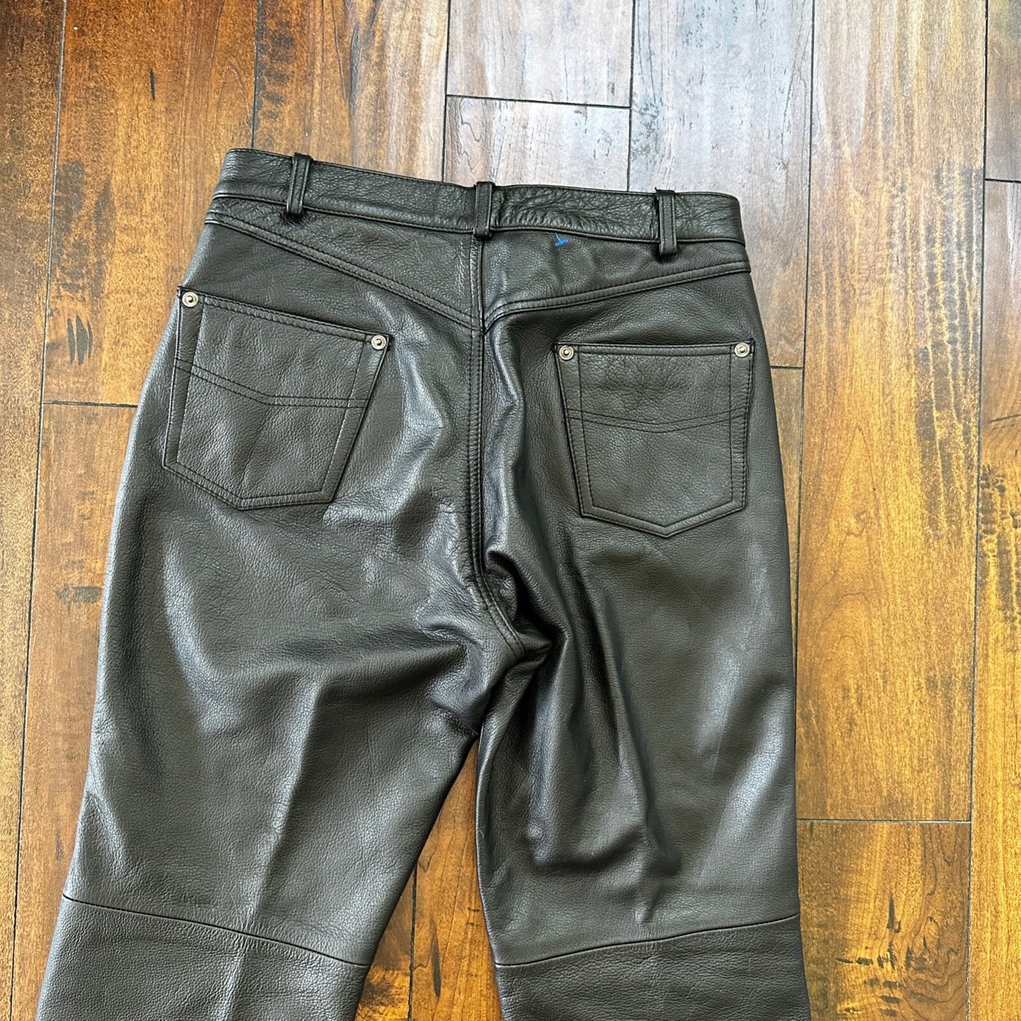 Vintage Wilsons Men's Lined Black Heavy Leather Pants Size 32 Act 30x29 Biker