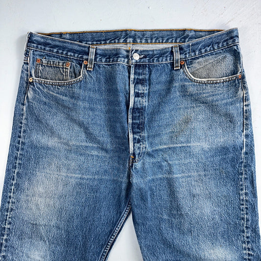 Levis 501 Vintage 90s USA XX Straight Leg Jeans Blue Med Wash 44x32 Act 40x28