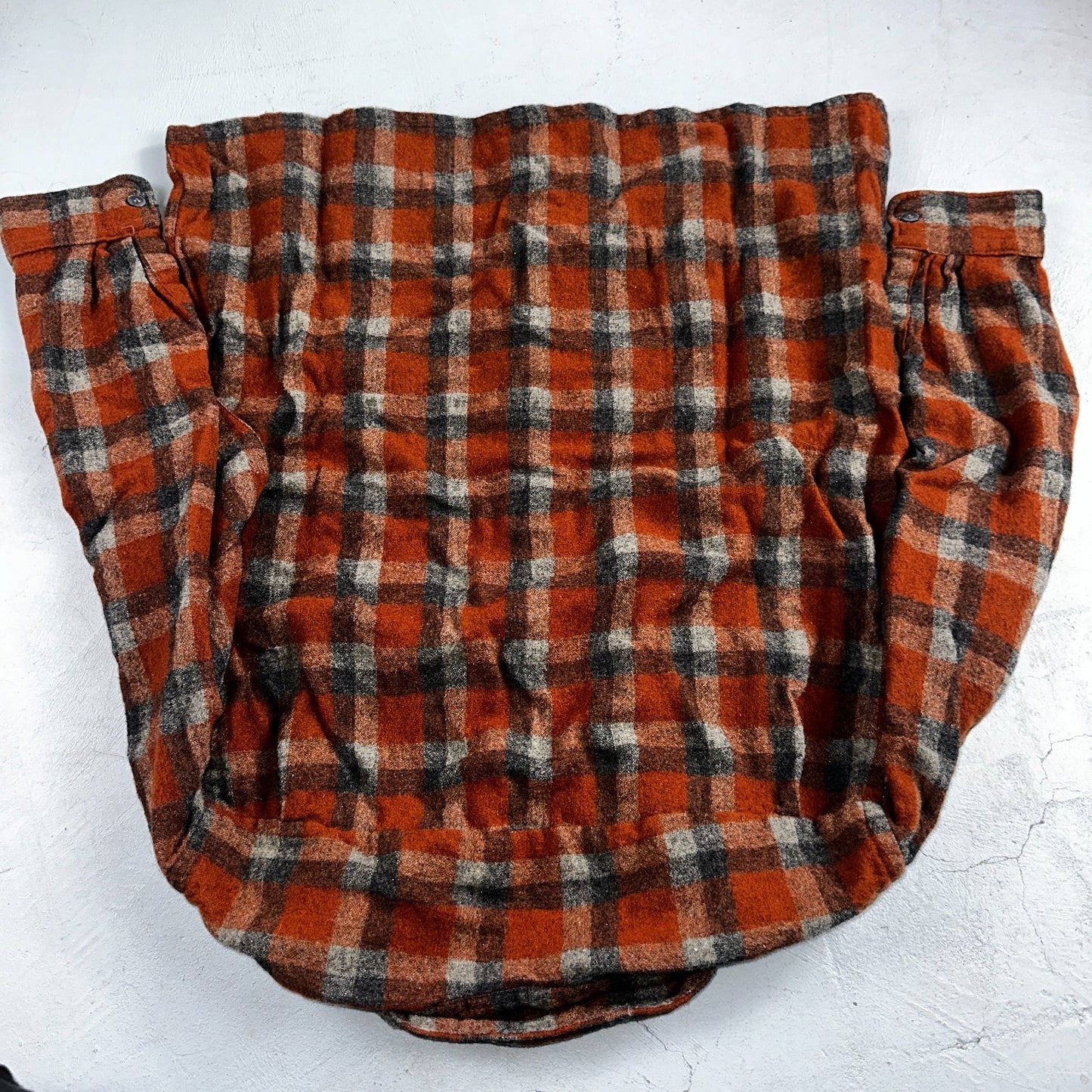 Vintage 60s 70s Towncraft Wool Flannel Blend Button Up Shirt Penneys XL Orange
