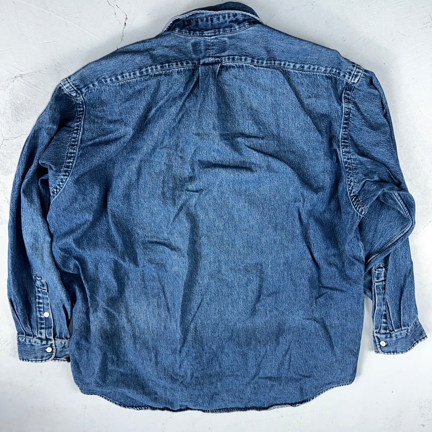 Polo Ralph Lauren Denim Blaire Button Front Oxford Shirt XL Vintage 90s