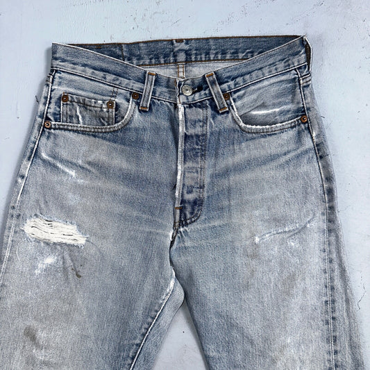 Levis 501 Vintage 80s Redline Selvedge USA XX Jeans Light Wash 30x34 Act 28X30