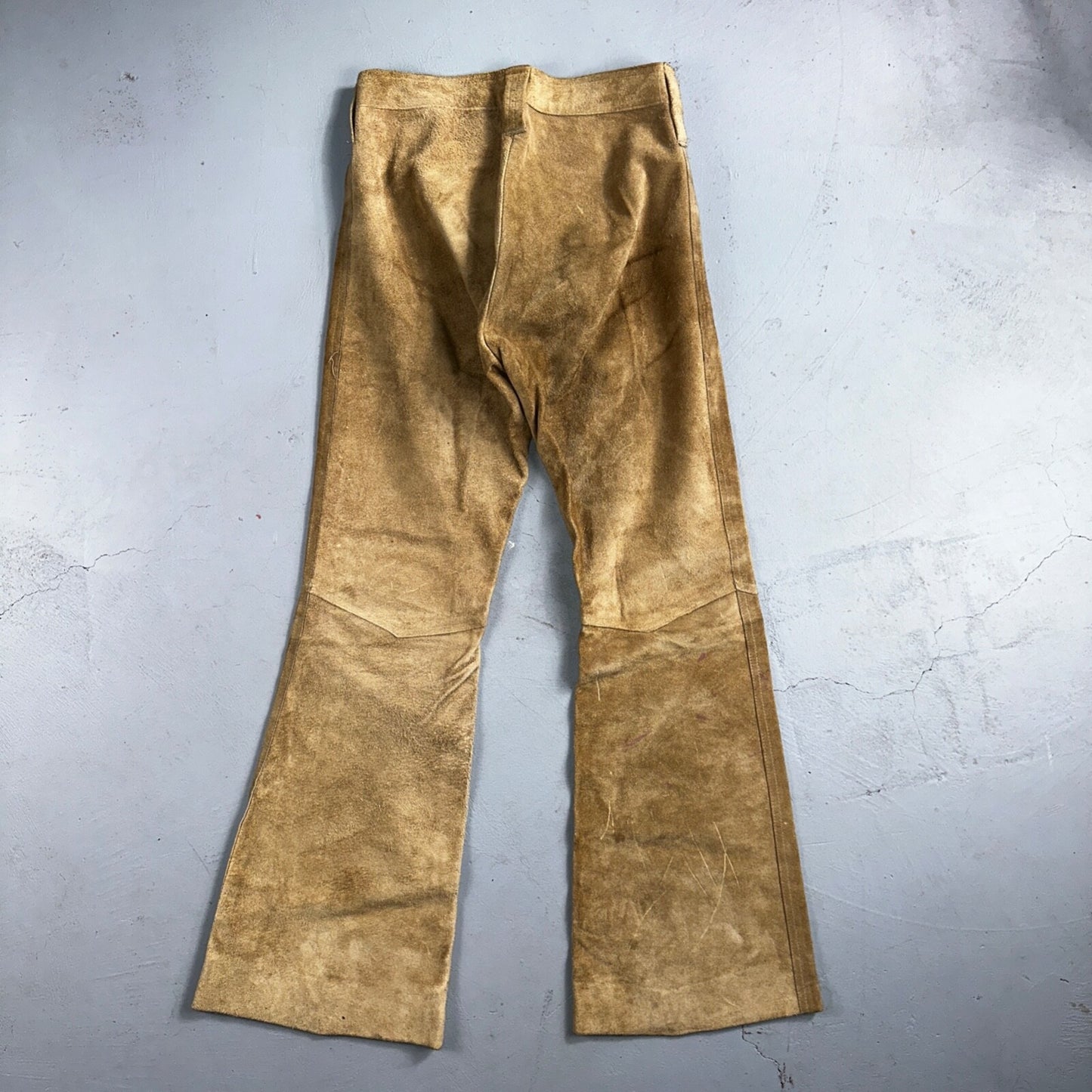 Vintage 1960s Leather Pants 28 Wide Leg Brown Rockabilly 60s Cowboy Suede 27x30