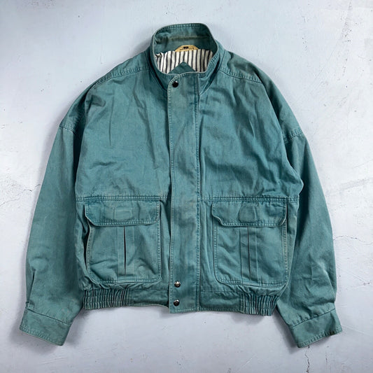 Vintage Teal Blue Tobruk Lined Jacket Men's Large 1980s 80s Bomber Simple Cool