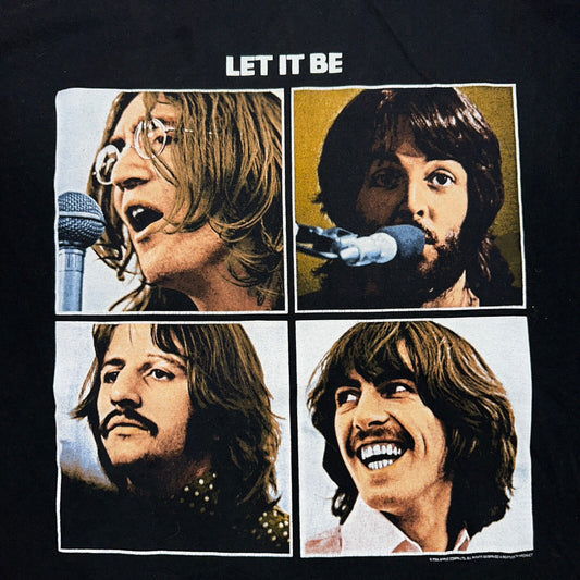 The Beatles Let it Be Official 2005 VTG T Shirt Y2K Black Album Cover 1969 Lenno