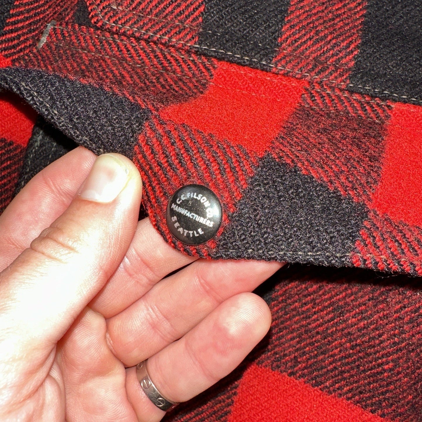 Filson Union 1940s Wool Mackinaw Cruiser Jacket Red Plaid VTG USA 40s 50s Rare