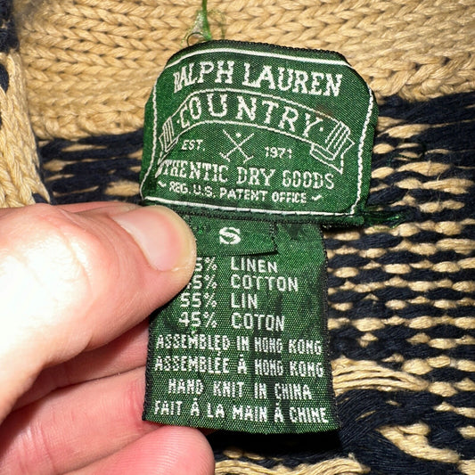 Polo Ralph Lauren Vintage 90s Hand Knit Polo Country Jacket Cardigan Small Shawl