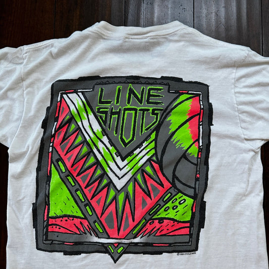 Line Shots Vintage T Shirt Volleyball Surf L 1990 90s White Single Stitch Cool