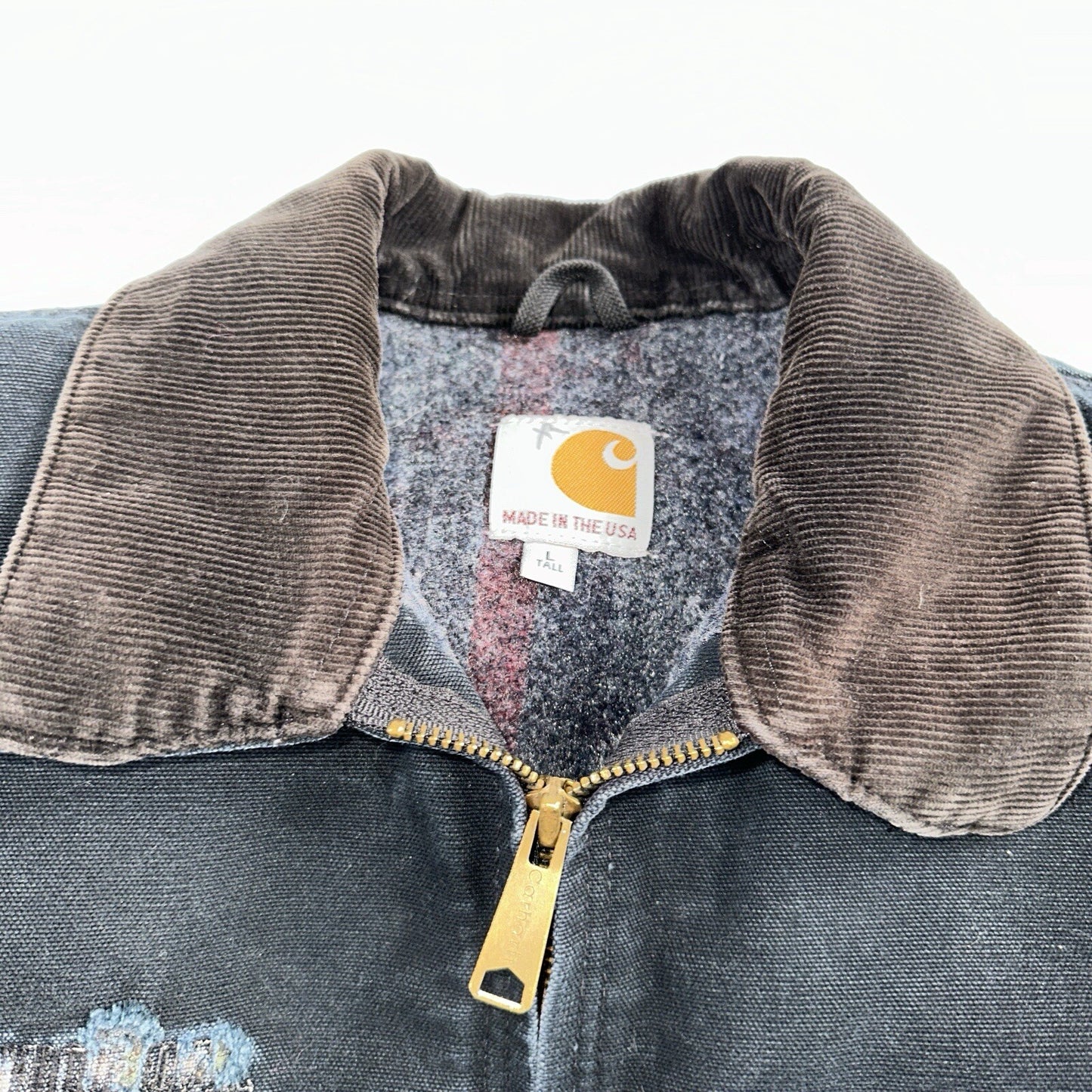 Carhartt VTG Jacket Mens L Tall Black Detroit J001 Blanket Lined USA J97 BLK