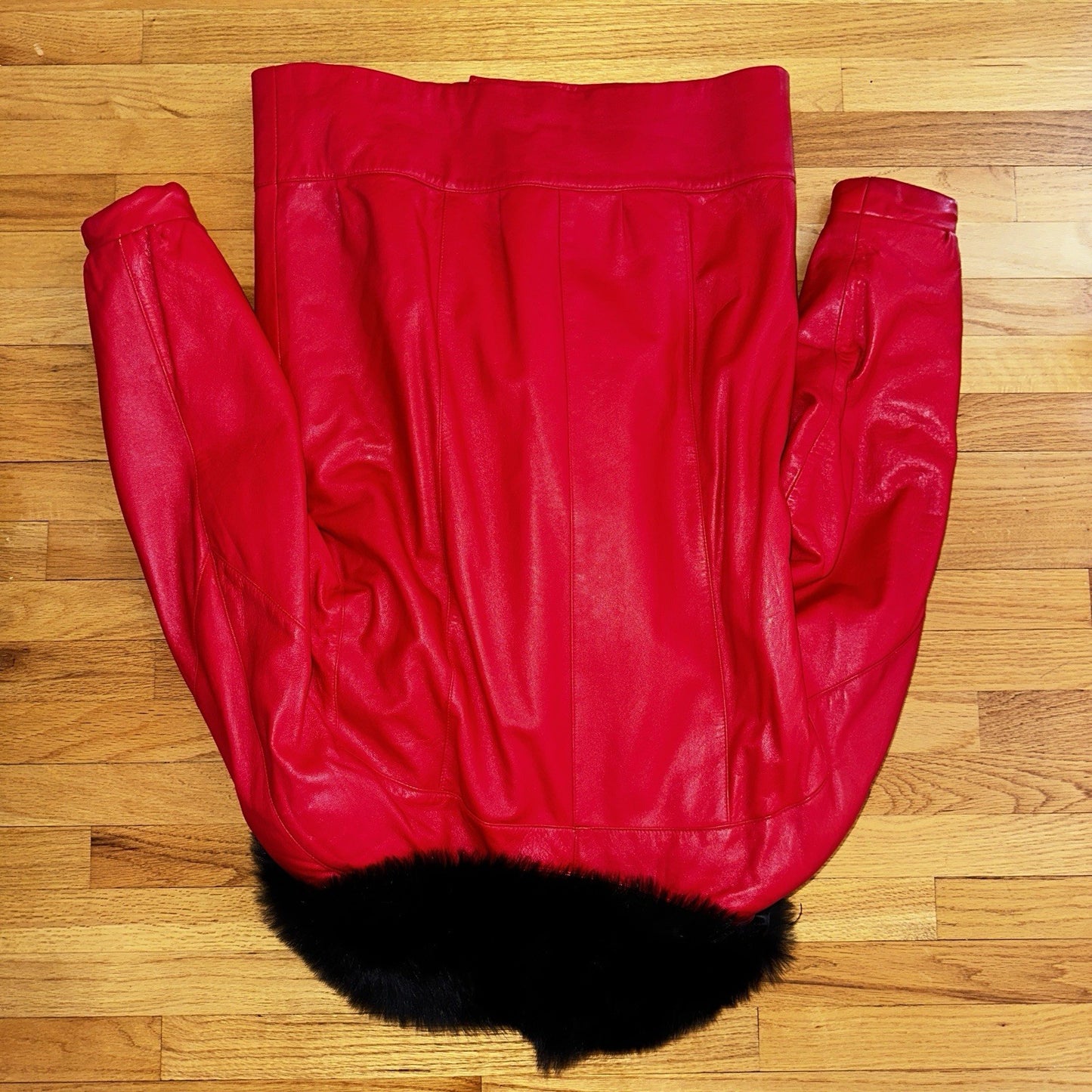 VTG Oleg Cassini Genuine Leather Blazer Fur Jacket Red Womens M 70s 80s Rare