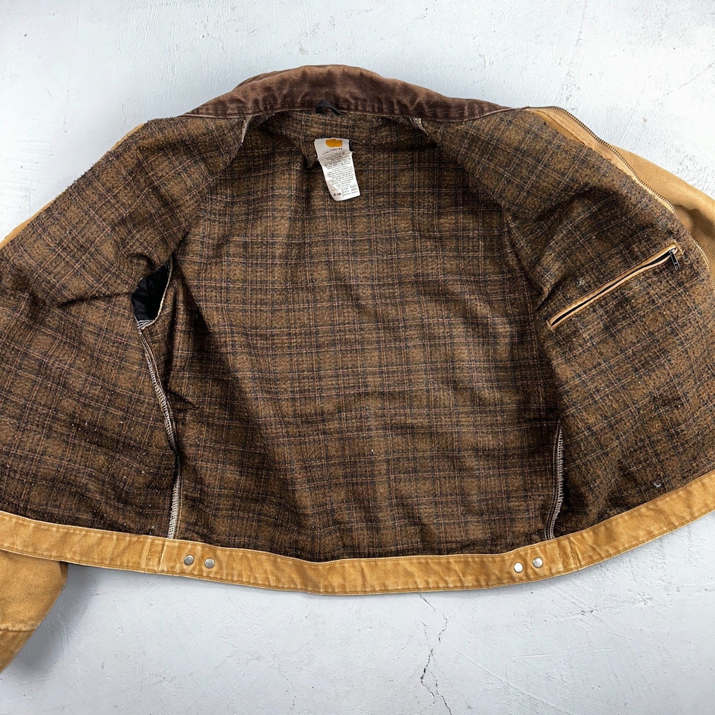 Carhartt VTG Detroit Jacket Men's Large Lined Blanket Workwear J97 CML Thrashed