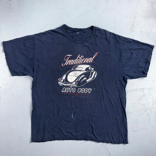 Rat Hole Auto Body Traditional Paint VTG T Shirt Thrashed Distressed Cars Promo