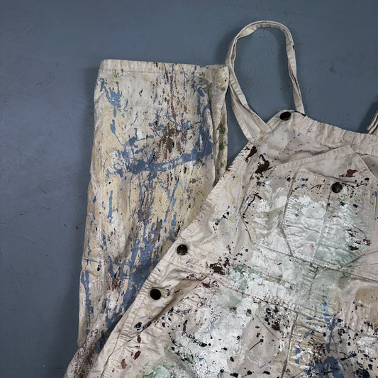 VTG Washington Dee Cee Thrashed Overalls Carpenter Bibs Workwear Painter Paint