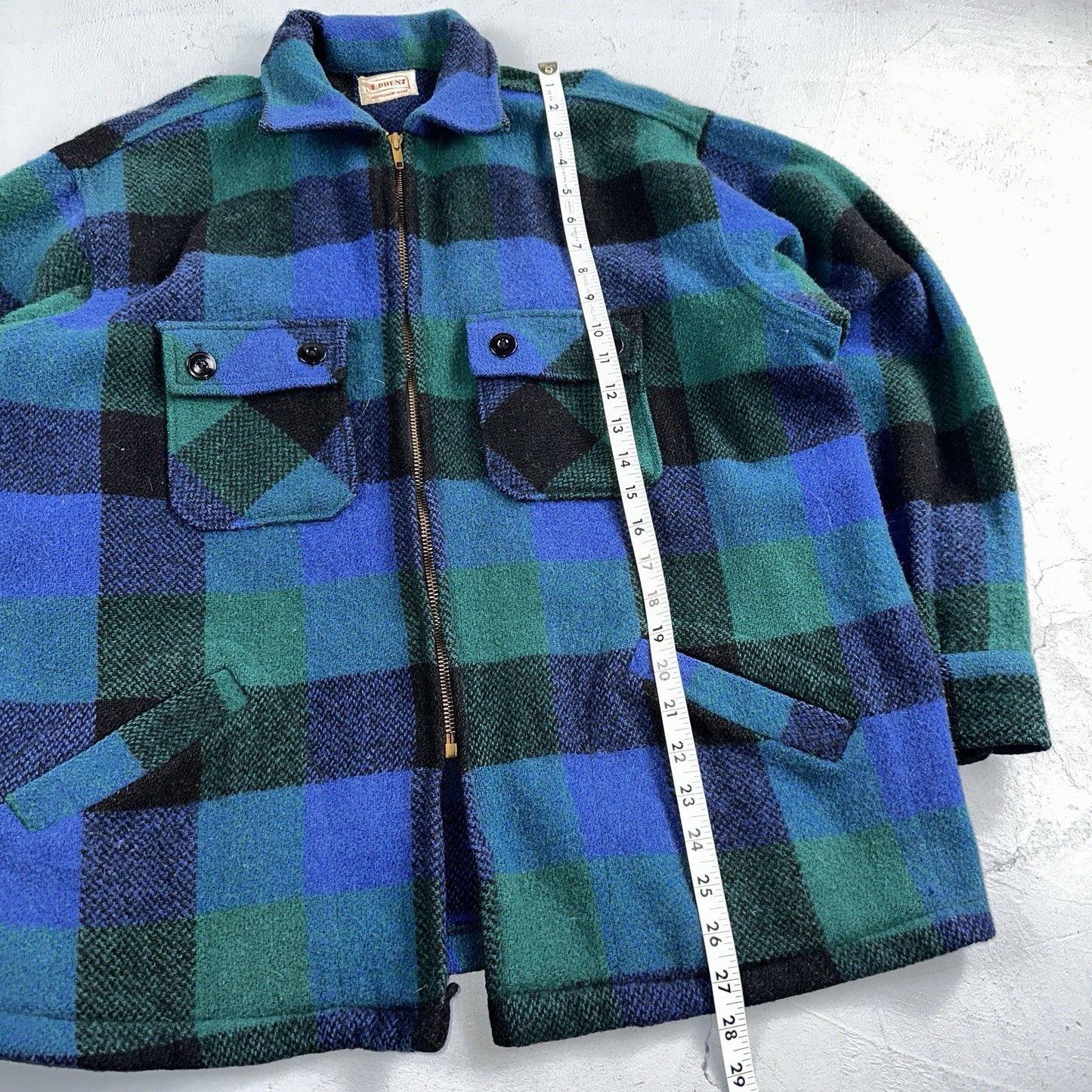 Brent Montgomery Ward Vintage 50s 60s Wool Mackinaw Plaid Full Zip Jacket L