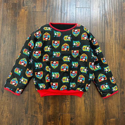 VTG 90s Disney Mickey Mouse Reversible Sweater Donn Kenny Rare World Comic Rap