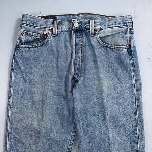 Levis 501 Vintage 90s USA XX Straight Leg Jeans Blue Light Wash 33x34 Act 30x33
