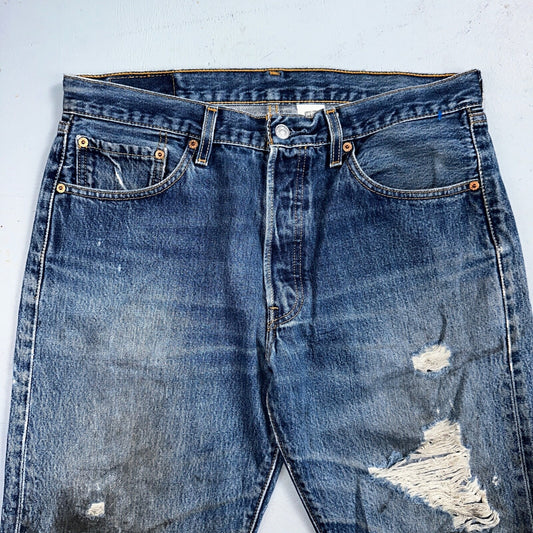 Levis 501 Vintage 90s XX Straight Leg Mexico Jeans 34x30 Thrashed Act 33x28