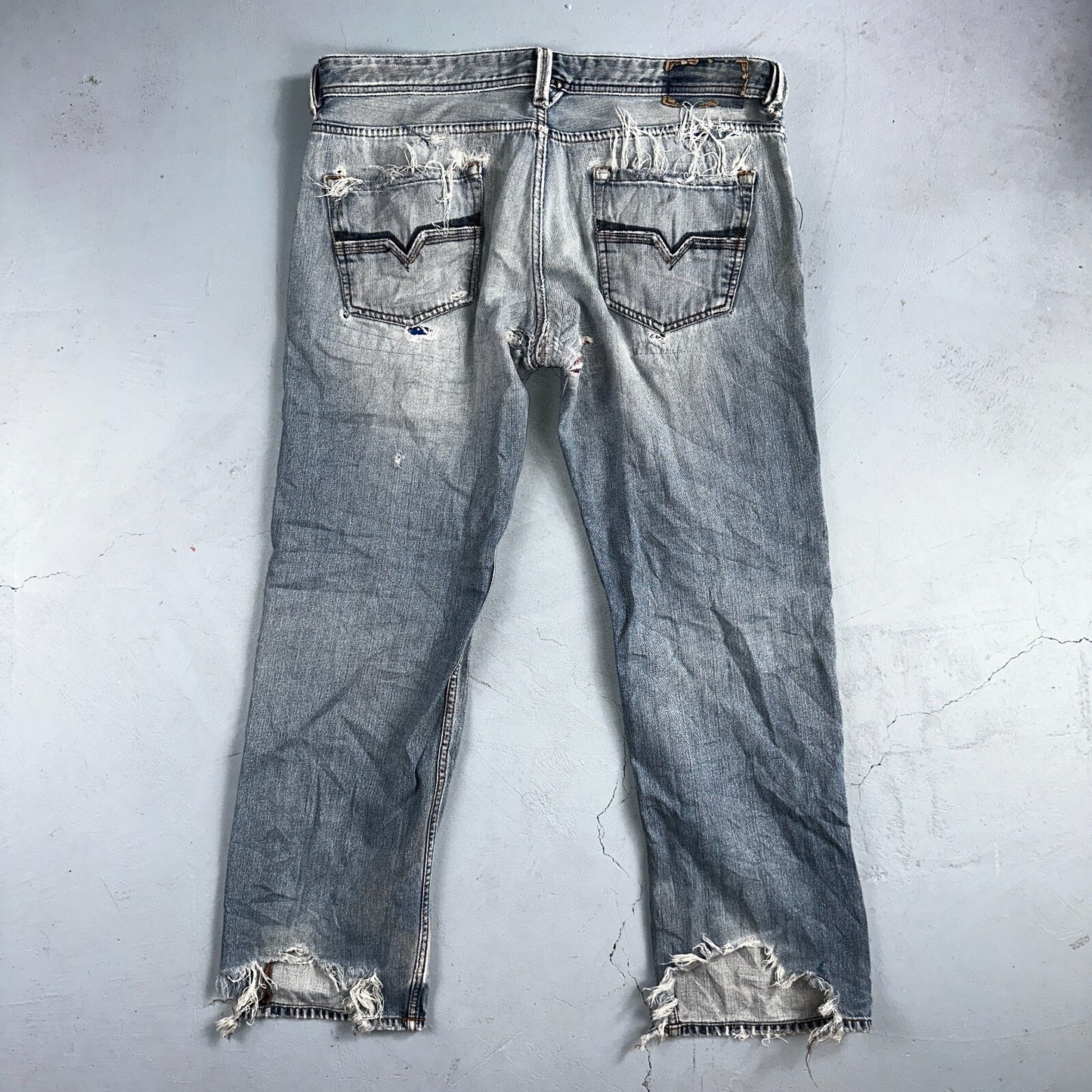 Diesel Larkee Bootcut Stretch Jeans Mens 36x30 Blue Straight 008M2 Whisker Italy