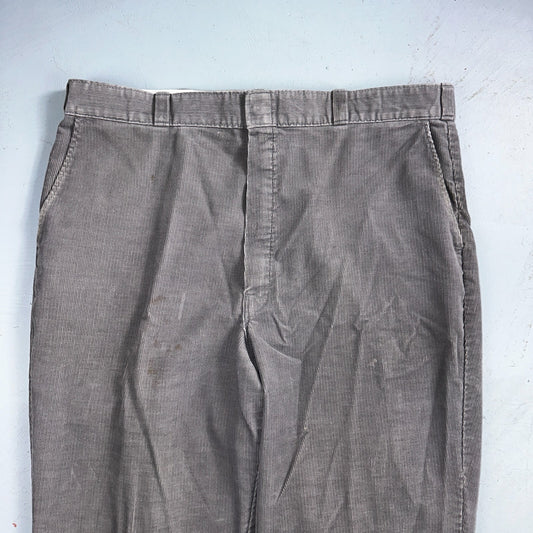 Big Mac Pants Mens 40 Gray Corduroy Grandpa Trousers Vintage 70s USA 38x32