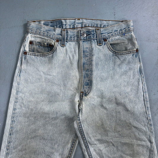 Levis 501 Vintage 90s USA XX Straight Leg Jeans Blue Light Wash 30x34 Act 28x29