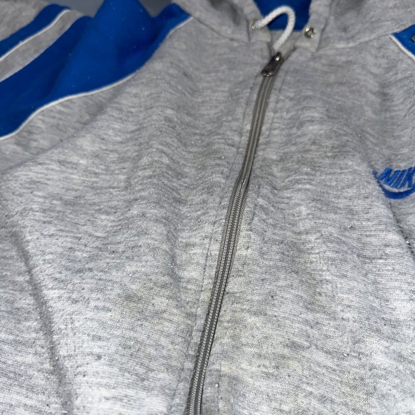 Nike Vintage 80s Colorblock Gray & Blue Full Zip Hoodie Blue Label Cut Tag