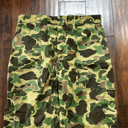 Vintage 60s 70s Sears Frog Skin Camo Pants Talon Zip USMC WWII Military 32x29