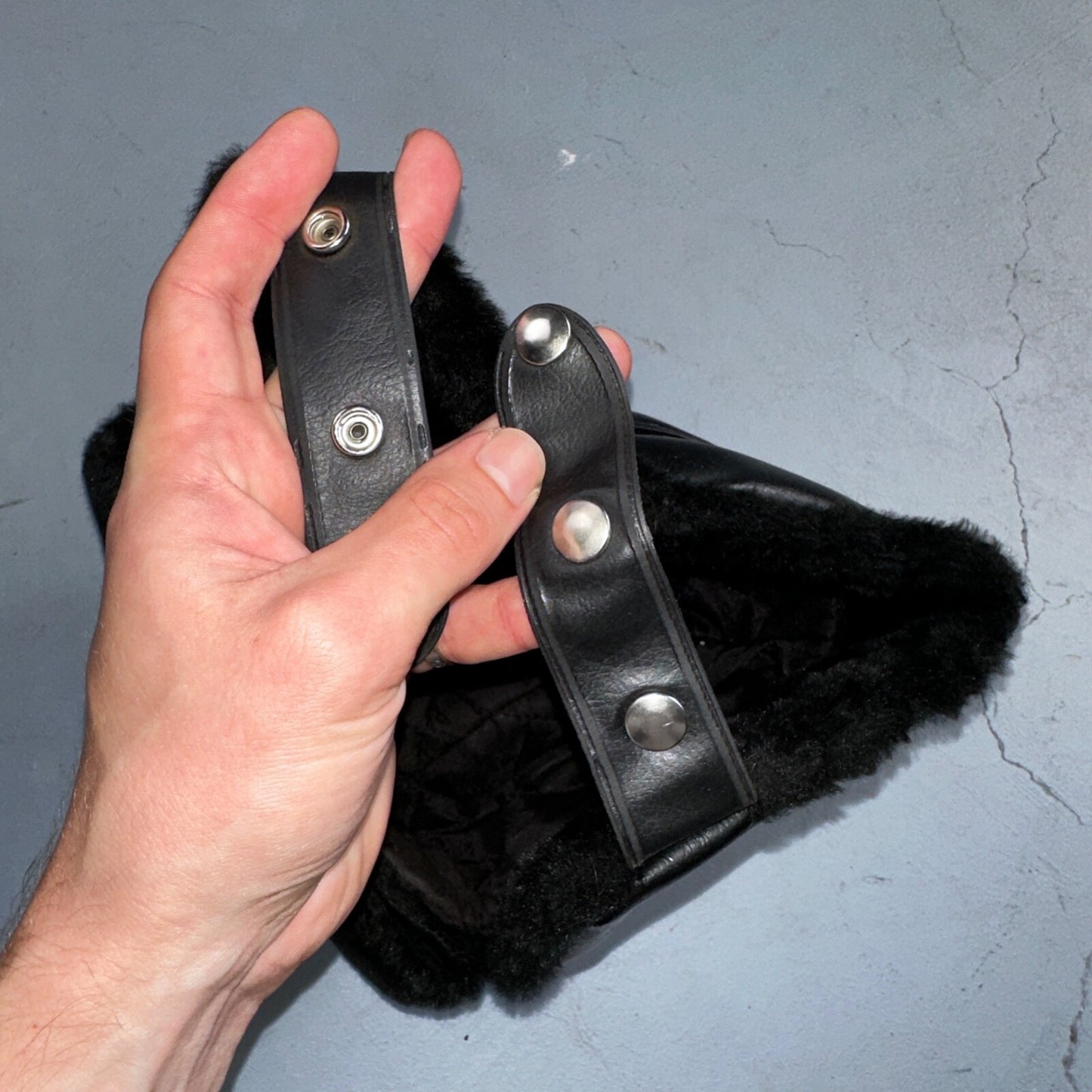 VTG Trooper Uszanka Hat Men’s Medium Black Ear Flaps Winter Unisex Aviator 80s